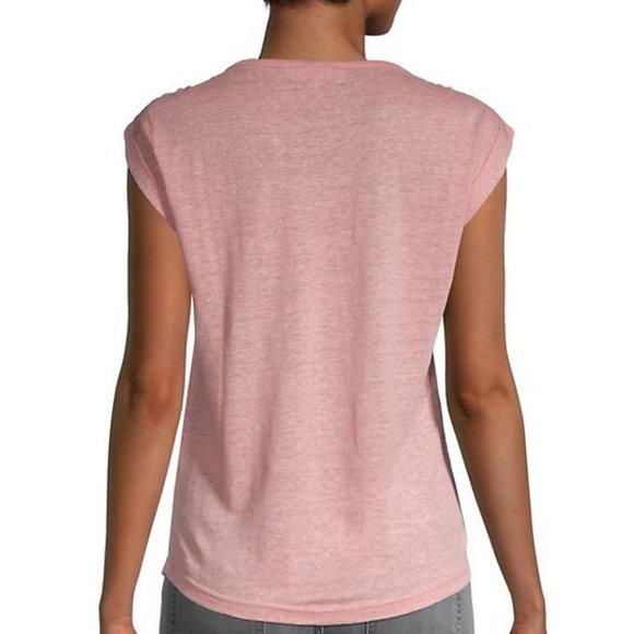 Frame Denim Slouchy Sleeveles Organic Linen Peony Pink Tank Top Tee - Picture 2 of 8